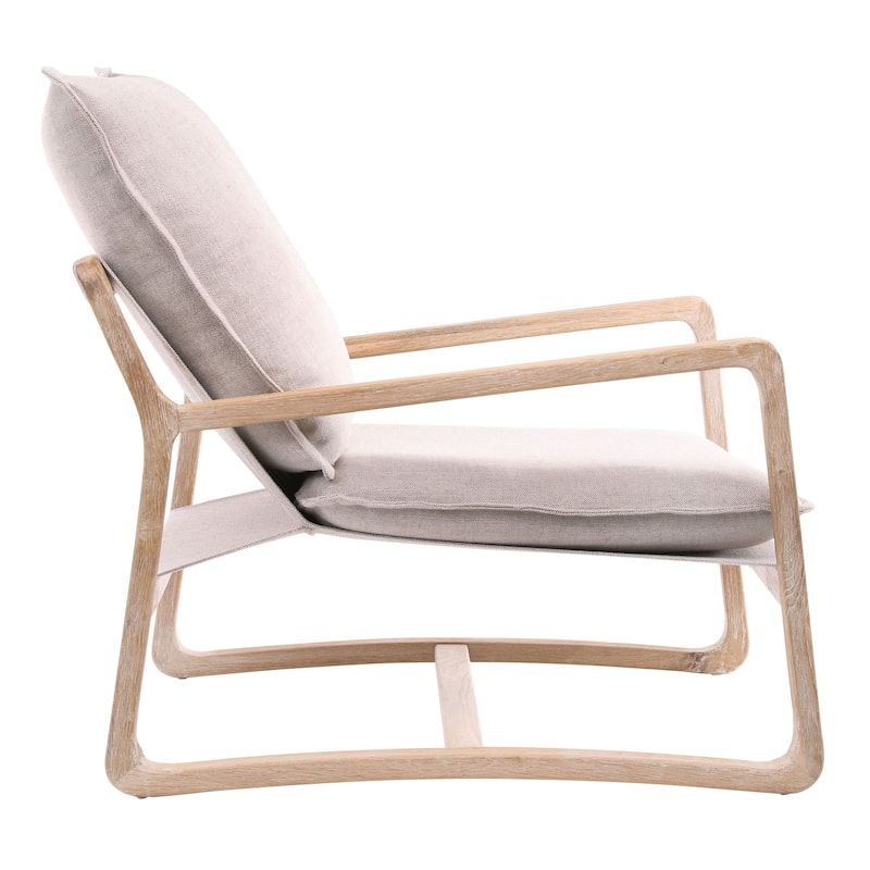 Axel Modern Cotton Upholstered Lounge Occasional Chair, Natural Oak and Cream