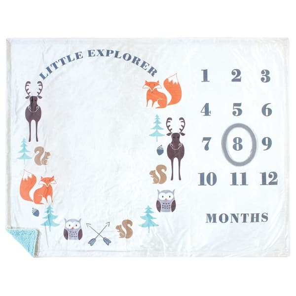 slide 1 of 1, Hudson Baby Infant Plush Holiday and Milestone Blanket, Little Explorer, One Size - Little Explorer - One Size One Size - Little Explorer
