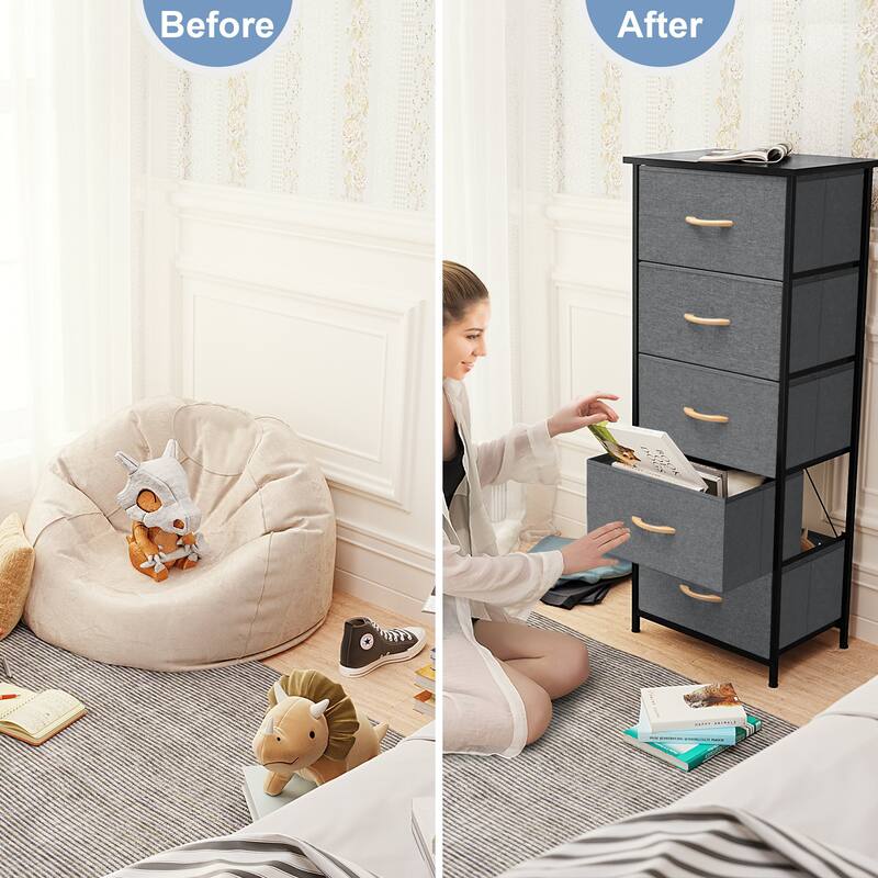 Crestlive Products Household 5-Drawer Vertical Dresser Storage Chest