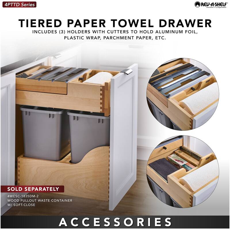 Rev-A-Shelf 4PTTD-18HSC-1 Wood Classics 15" Wide 5-Compartment Drop-In