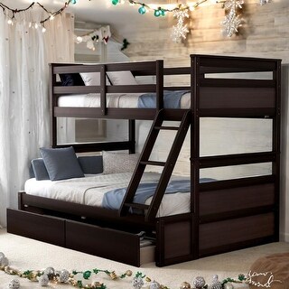 Twin-Over-Full Bunk Bed with Storage - Max Space, Versatile, Solid Pine, Safe Design for Family