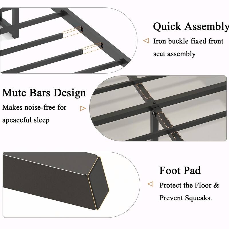 Platform Bed Frame with Storage & USB Ports, No Box Spring Needed