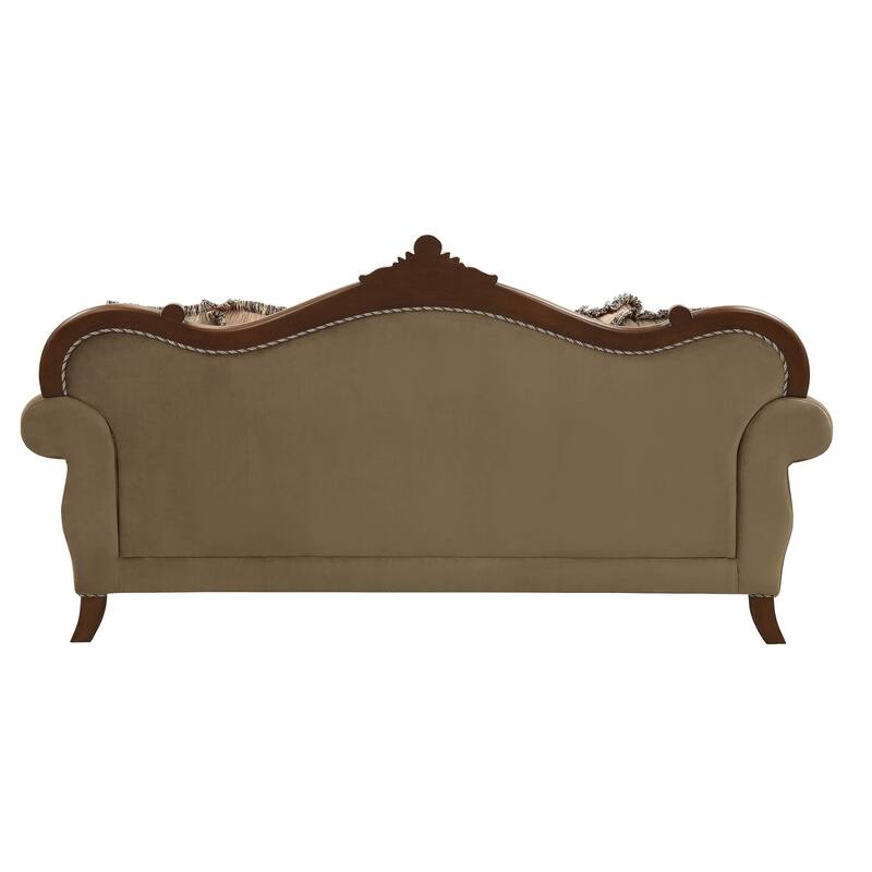 Leith Beige and Walnut Sofa with Queen Leg