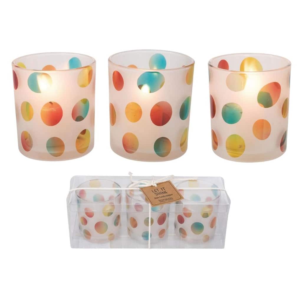 Transpac Glass Polka Dot Votive Holder Set of 3 Home Decorations Spring