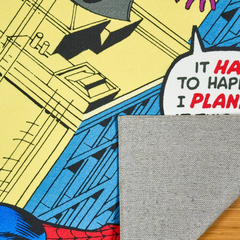 Licensed Marvel Spiderman Modern Character Printed Flannel Non-Slip Washable Indoor Kids Area Rug, 54"x78" - 4'6"x6'6"