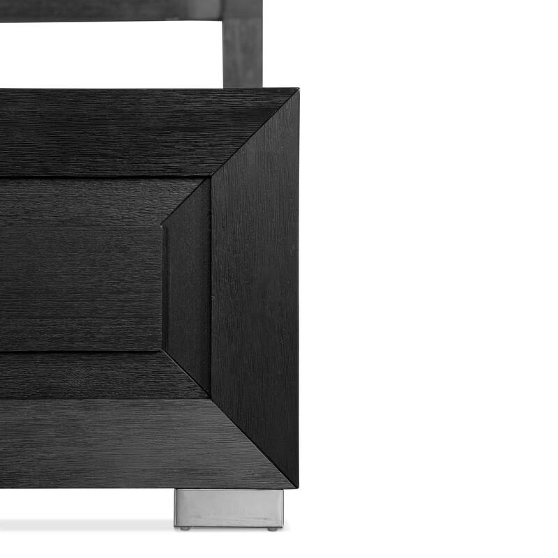 Furniture of America Alaric Modern Black Solid Wood 2-Piece Bedroom Set with 32-inch Makeup Vanity