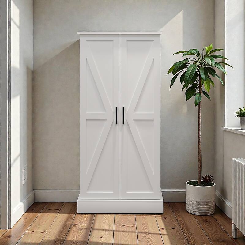 50" LED Kitchen Pantry Cabinet with Doors, Adjustable Shelves and Storage Racks, Freestanding Buffet Sideboard Cupboard