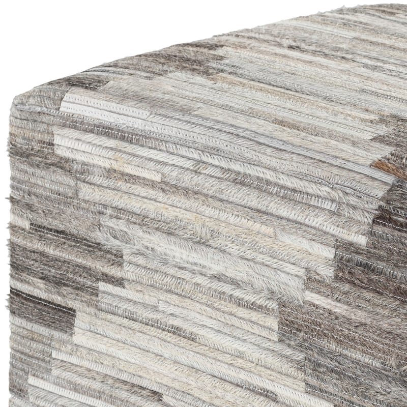 Tracy Hair on Hide Patchwork Diamond Cube Ottoman