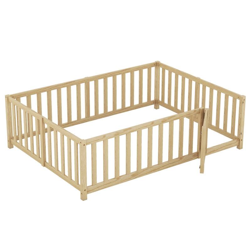 Wood Daybed with Fence Guardrails and 2 Drawers, Split into Independent ...