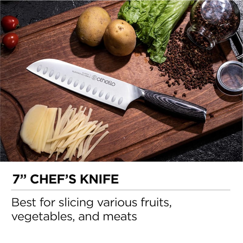 Othello CL-FK6 Classic Knife Set with Wooden Block Kitchen Knives, Silver