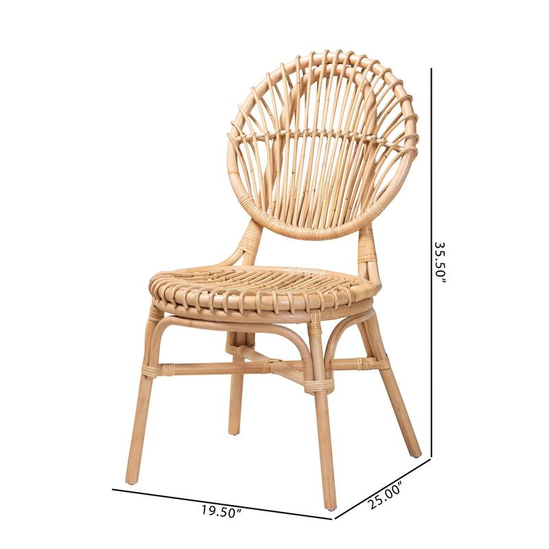 Iris Modern Bohemian Natural Brown Rattan Dining Chair