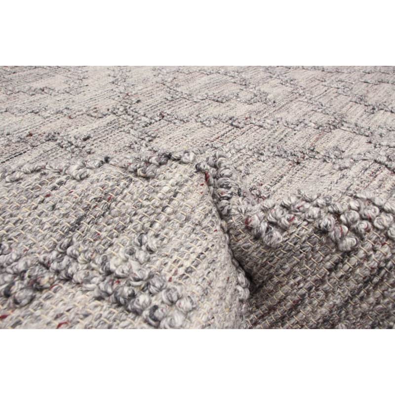 ECARPETGALLERY Braid weave Sienna Grey Wool Rug - 5'1 x 8'2