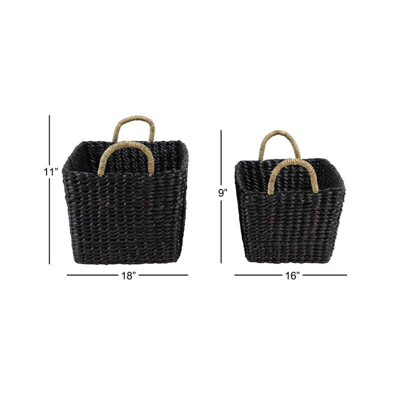 Black Banana Leaf Eclectic Storage Basket (Set of 2)