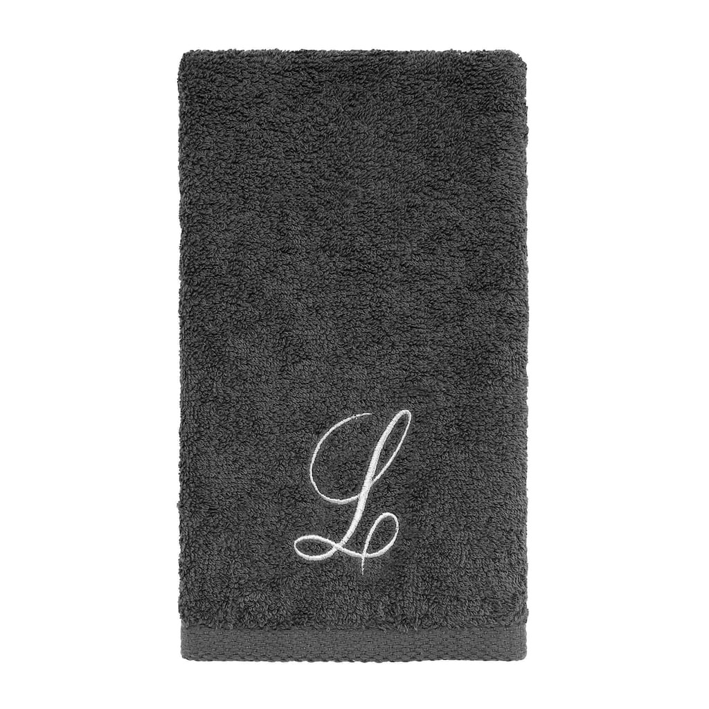 Avanti Linens Granite/Silver Script Monogram Fingertip Towel Letter L - Fingertip Towel