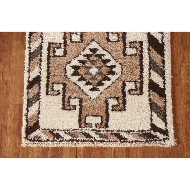 Plush Anatolian Natural Dye Runner Rug Hand-knotted Wool Carpet - 2'11"x 10'11"