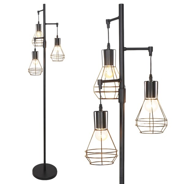 3 light industrial tripod floor lamp on sale