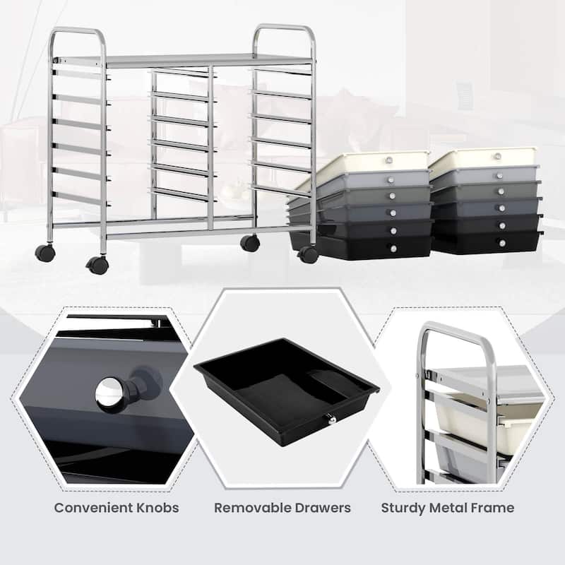 Costway 12 Drawers Rolling Cart Storage Scrapbook Paper Studio - See Details