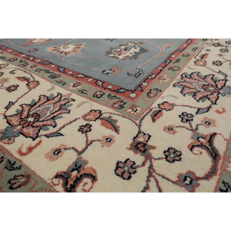 7'10''x10 Hand Knotted Wool Baby Blue Kashaan Traditional Botanical Area Rug - 7' 10'' x 10'