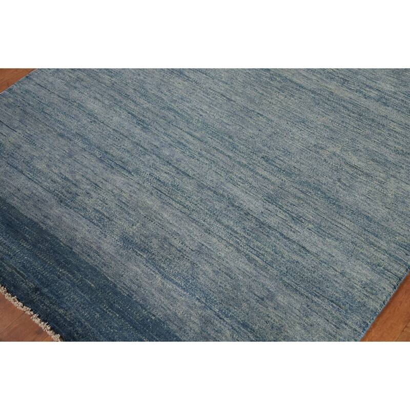 Blue Gabbeh Oriental Square Rug Handmade Wool Carpet - 4'1"x 4'3"
