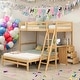 preview thumbnail 16 of 43, Twin over Full Bunk Bed with Built-in Desk and Three Drawers,Multifunctional Loft Bunk Bed With Storage Natural