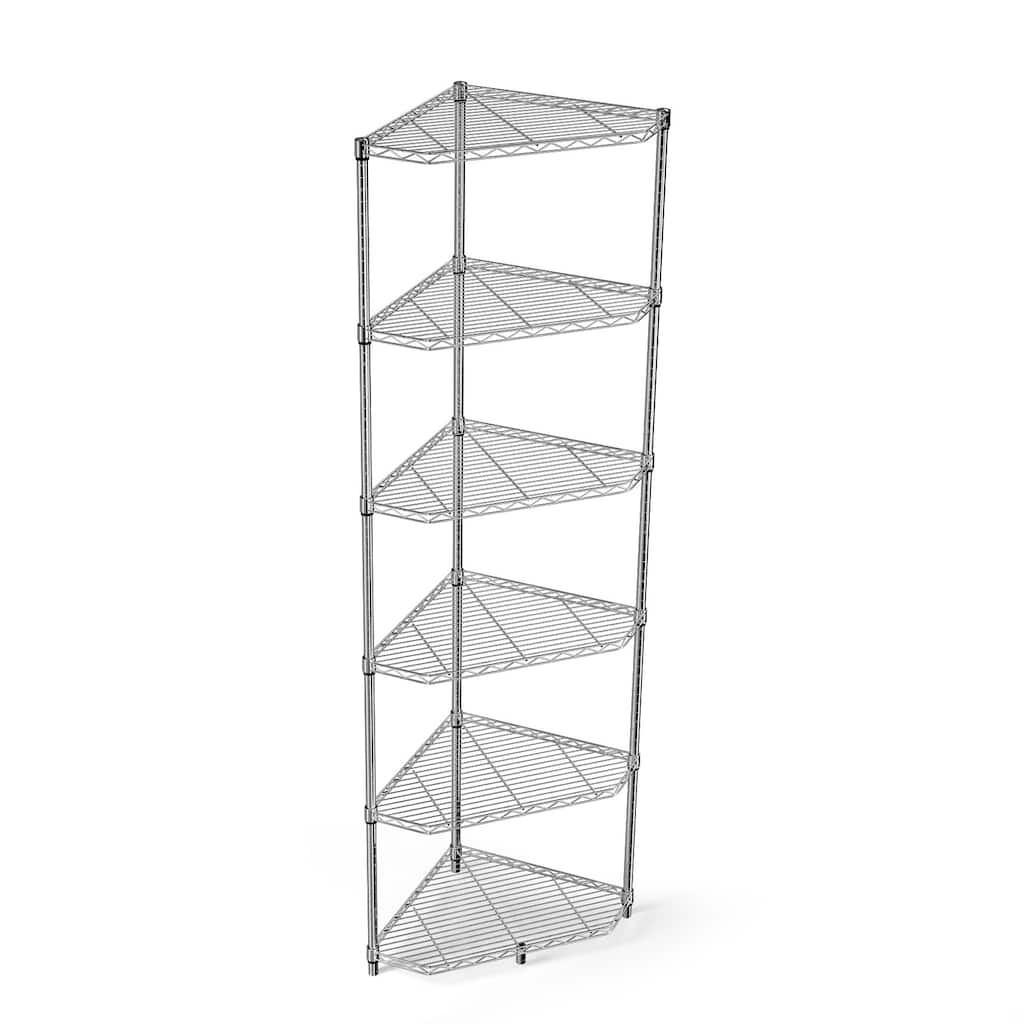 6-Tier Heavy Duty Corner Shelf, Adjustable NSF-Certified Metal Rack for Bathroom/Kitchen/Office