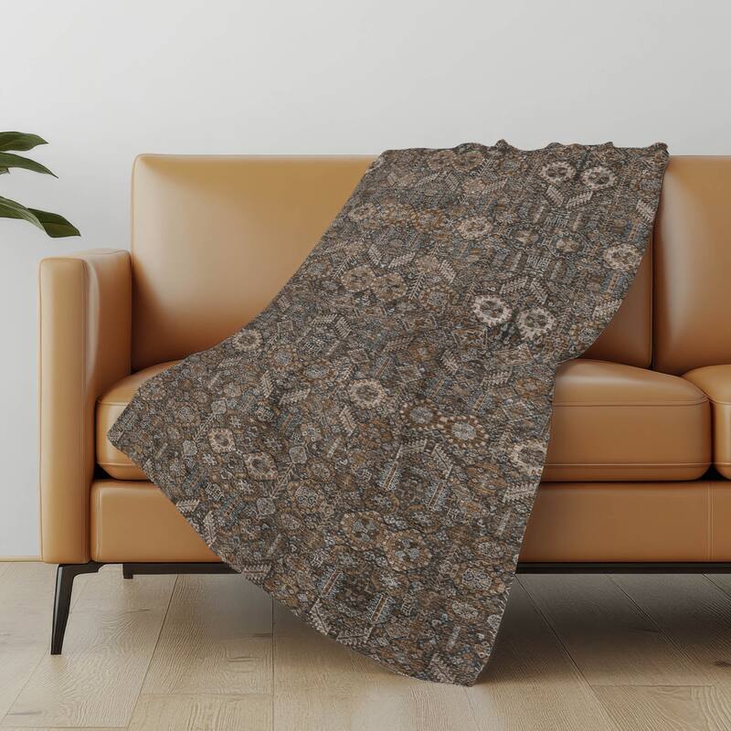 Premium Machine Washable Boho Moroccan Sherpa Throw Blanket