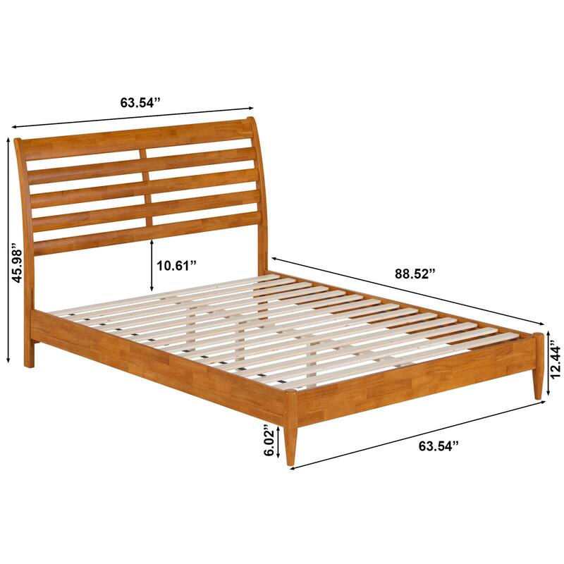 Solid Wood Low Profile Platform Bed - Modern Minimalist Design - Twin Twin XL Full Queen King