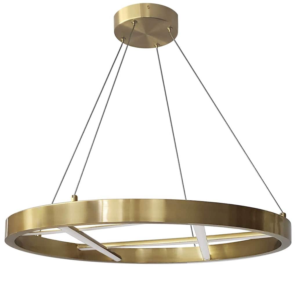 40W Modern Chandelier with Aged Brass Finish and White Silicone Diffuser for Dining Room or Living Room Lighting - 1.5