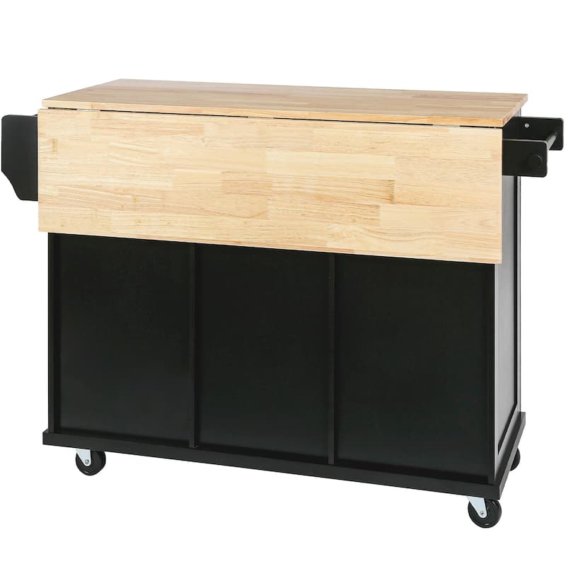 Aill MDF Kitchen Island with Storage Cabinet and 3 Drawers(53-in x30-in x37-in)