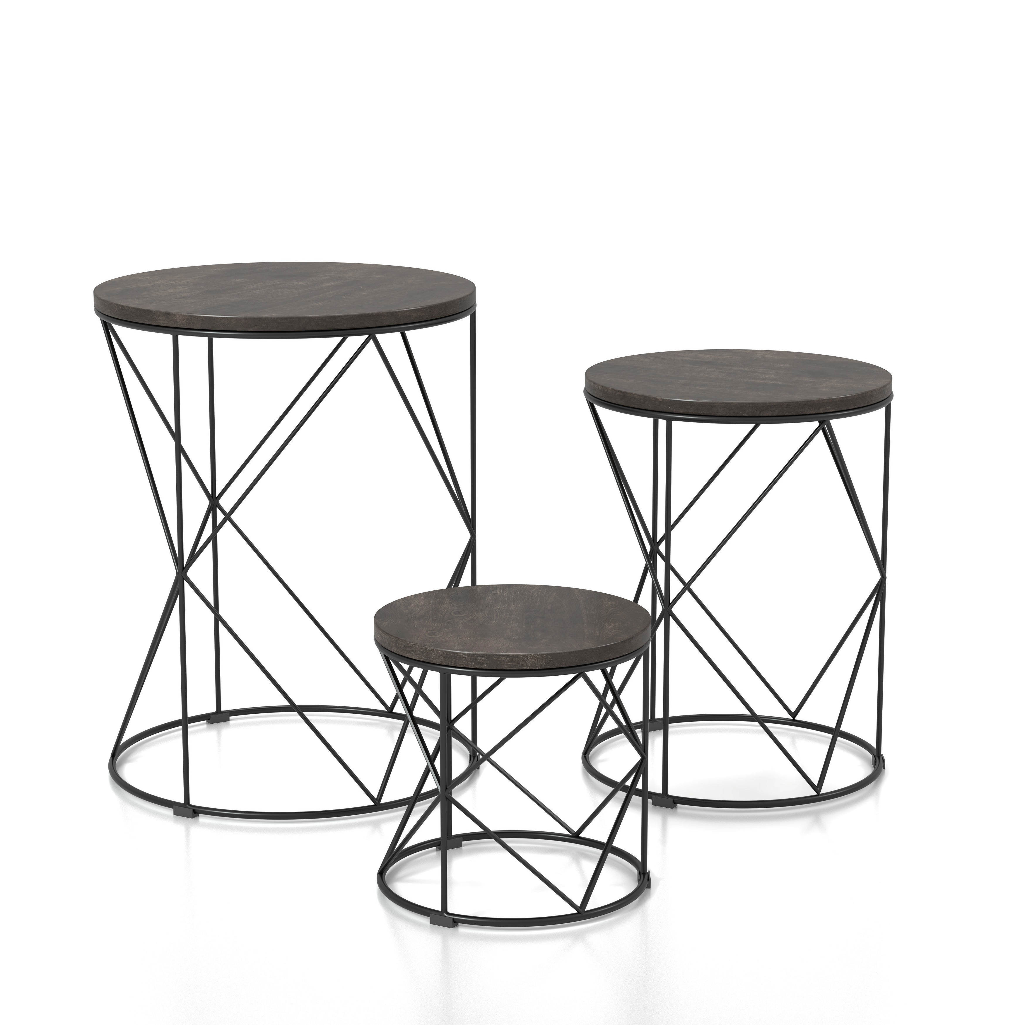 Furniture of America Rusk Modern 17-inch Metal 3-Piece Nesting Tables Set