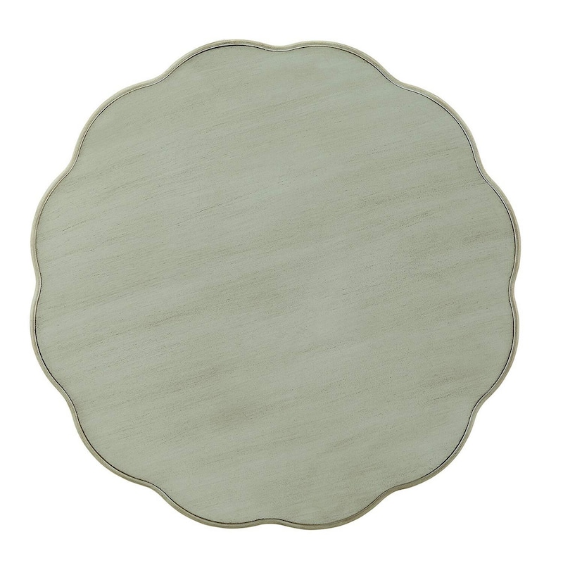 24 in. Antiqued Green Round Wood End Table, Sturdy Build End Side Table for Living Rooms