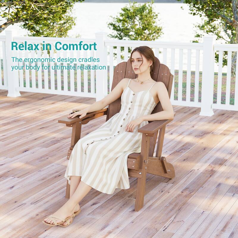 Foldable HDPE Adirondack Chair All-Weather W/ Cup Holder