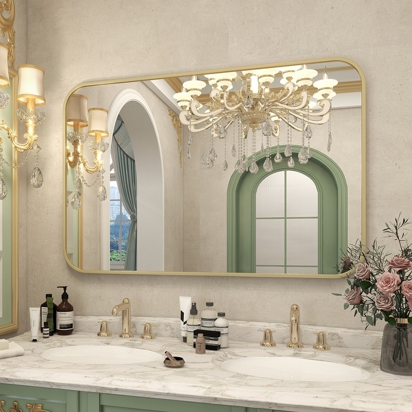 BED & BATH BEYOND ウォールミラー 　鏡　ミラー　46x56 Wall Mounted Bathroom Mirror with Round Corner - On Sale