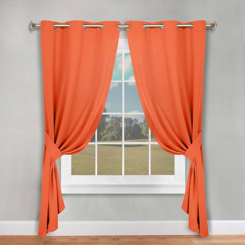 Superior Solid Machine Washable Room Darkening Grommet Blackout Curtains, Set of 2