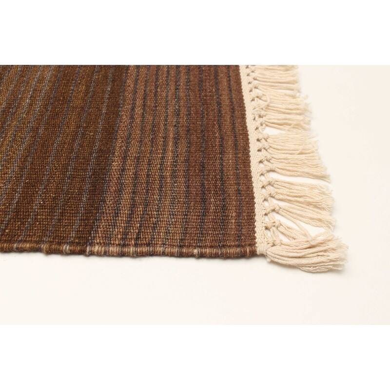 ECARPETGALLERY Flat-Weave Boho Brown Wool Kilim - 6'0 x 9'0