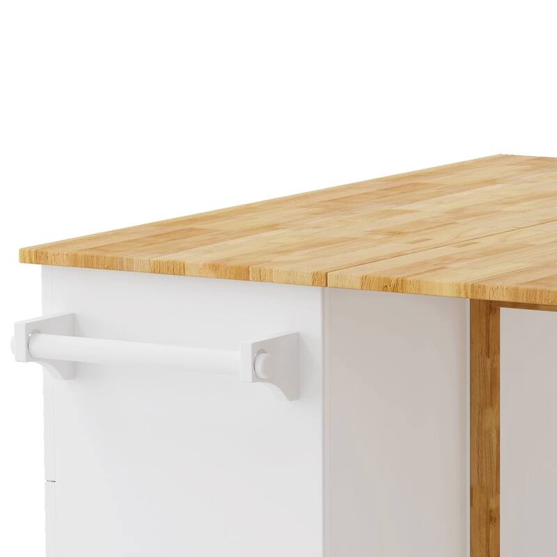 Kitchen Island Cart with 2 Door Cabinet and Three Drawers