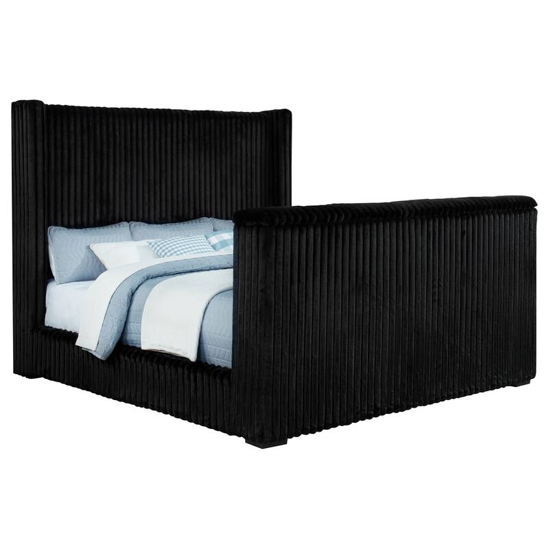 Centergrove Upholstered Wingback TV Bed Black