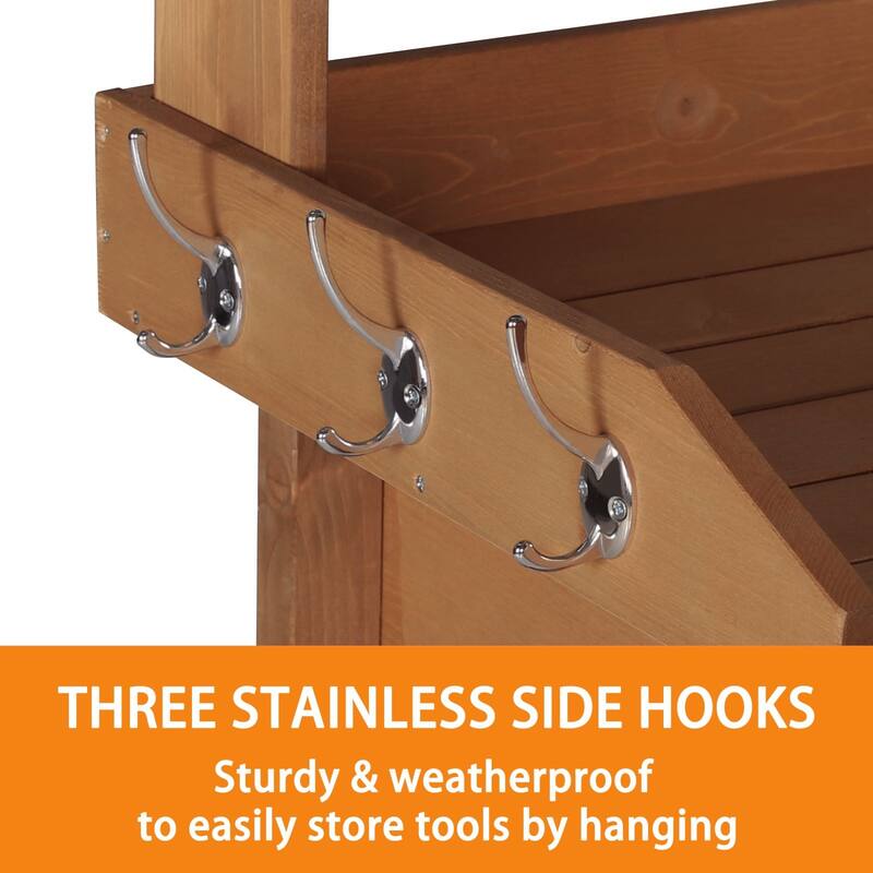 VEIKOUS Outdoor Wood Garden Multi - Functional Potting & Planting Workbench with Shelves