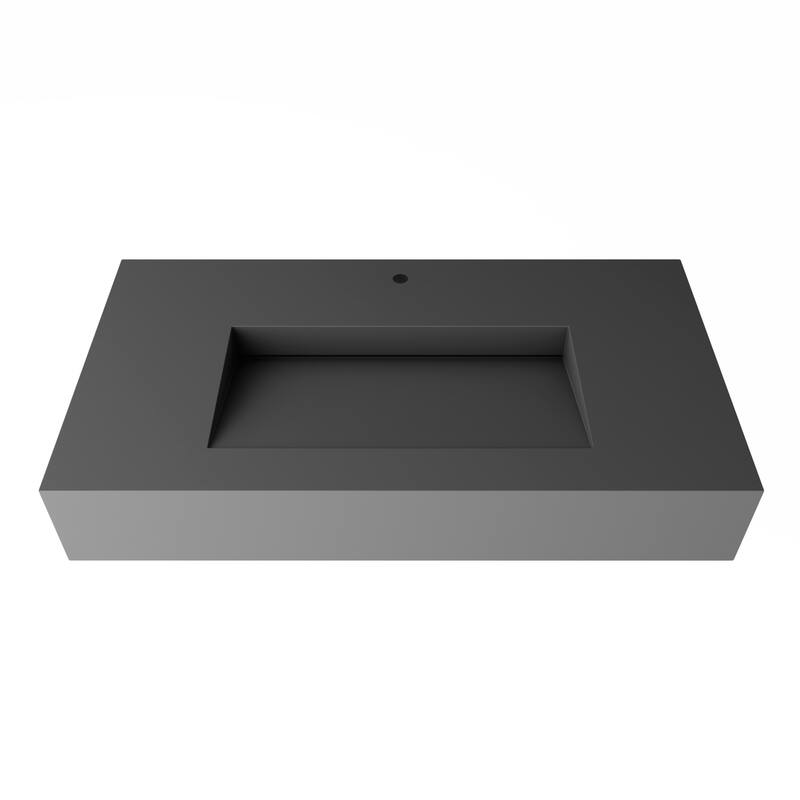 Pyramid Solid Surface Wall-Mounted Bathroom Sink - 36" - Grey