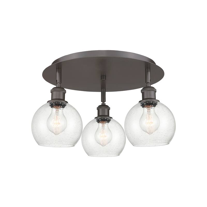 Innovations Lighting Athens - 3 Light 18" Flush Mount - Oil Rubbed Bronze/Seedy