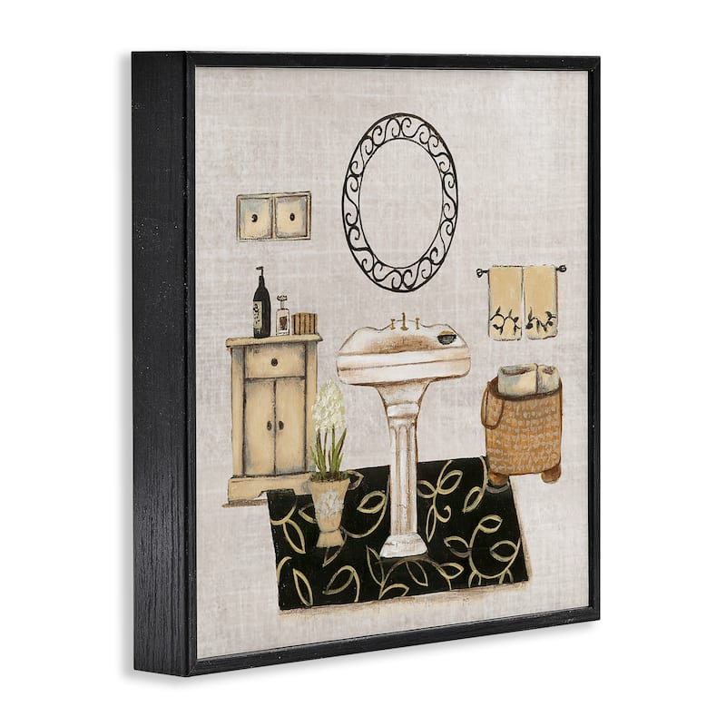 Stupell Vintage Luxurious Bathroom Framed Giclee Art Design By Janet Tava