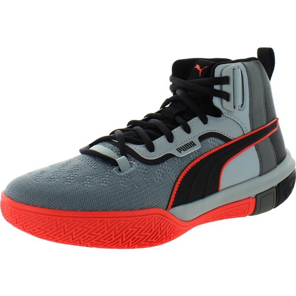 black leather basketball shoes
