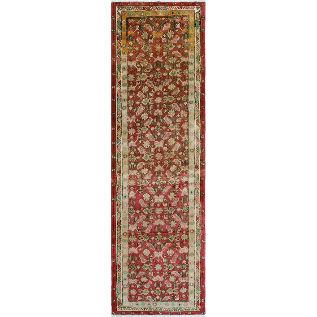 Noori Rug Fine Vintage Distressed Amira Pink/Beige Runner - 3'6" x 12'2"
