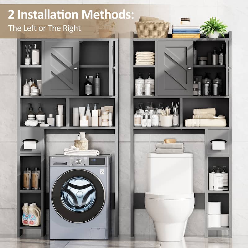 Over-The-Toilet Storage Cabinet – 2-Door Bathroom Organizer with Tissue Holder