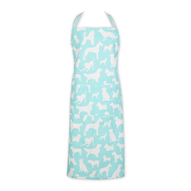 Design Imports Pet Print Chef Kitchen Apron - Aqua Dog Print