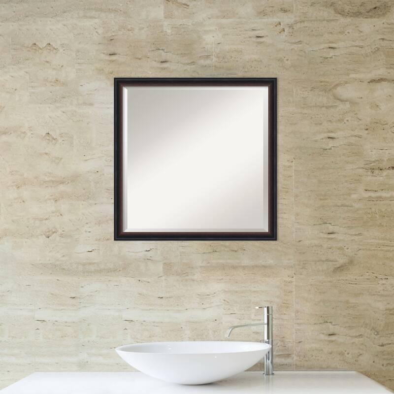 Salon Scoop Beveled Wood Framed Bathroom Vanity Wall Mirror