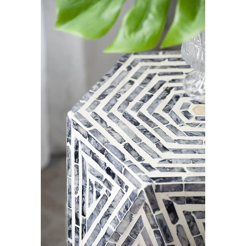GDFStudio - Olivia Modern Cylindrical Garden Capiz Stool & Accent Side Table
