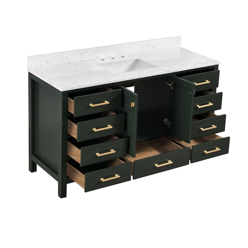 StarrySky 60 inch Undermount Single Sink Bathroom Vanity with Engineered Carrara Marble Top