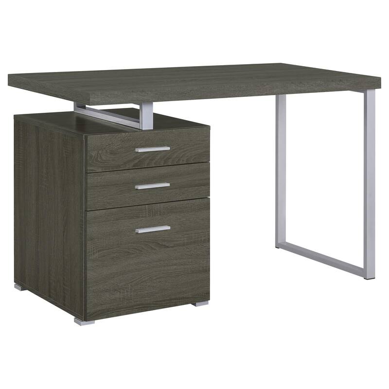 GDFStudio - Evelyn Harper Contemporary Weathered Grey 3-Drawer Reversible Office Desk
