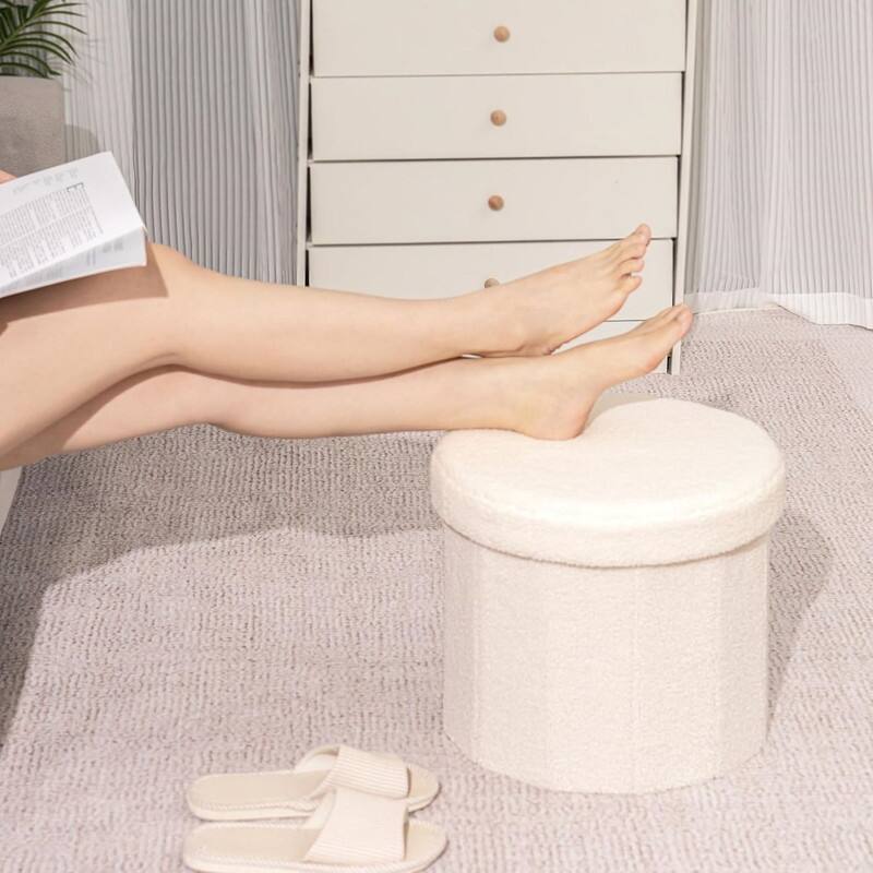 Round Ottomans with Storage Foot Stool Footrest